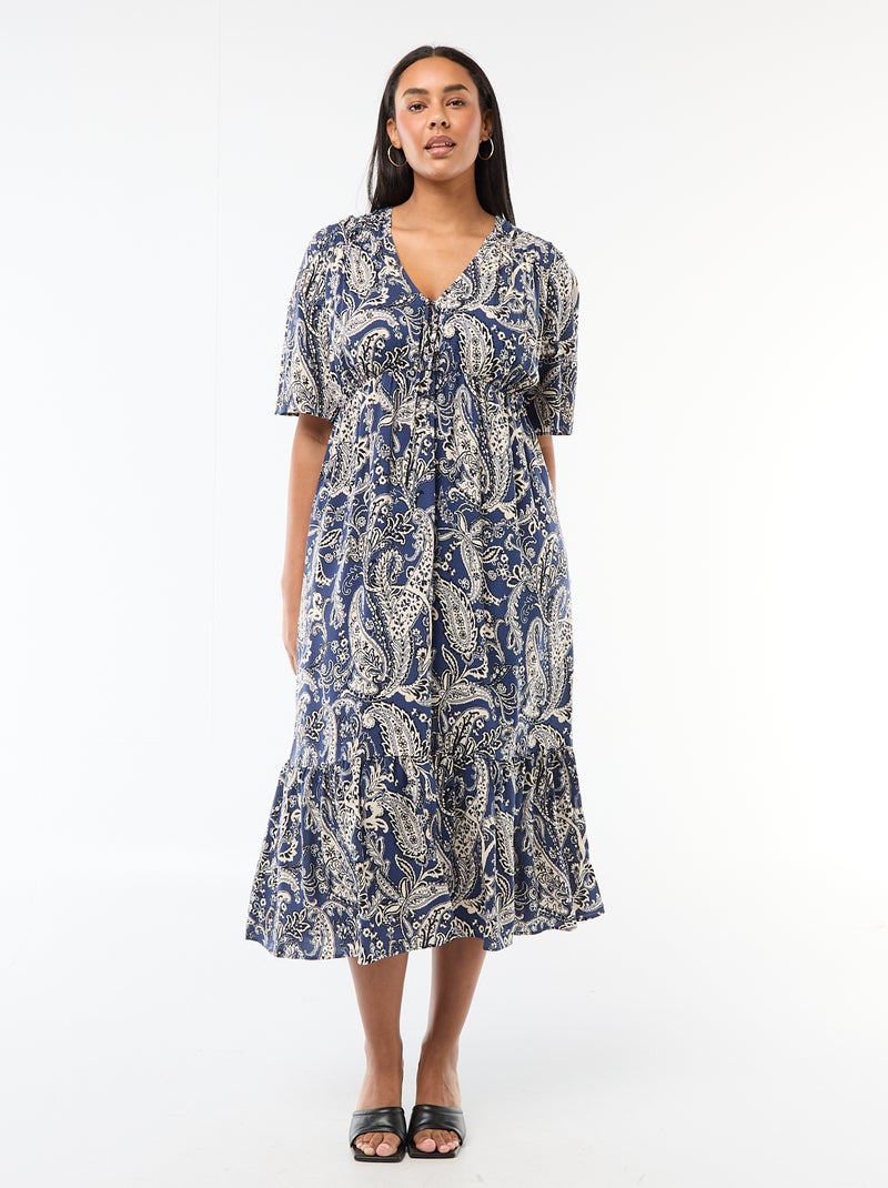 Robe fluide imprimée fantaisie Bleu - Kiabi