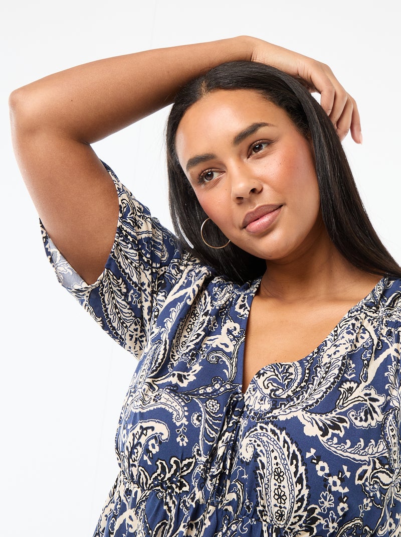 Robe fluide imprimée fantaisie Bleu - Kiabi