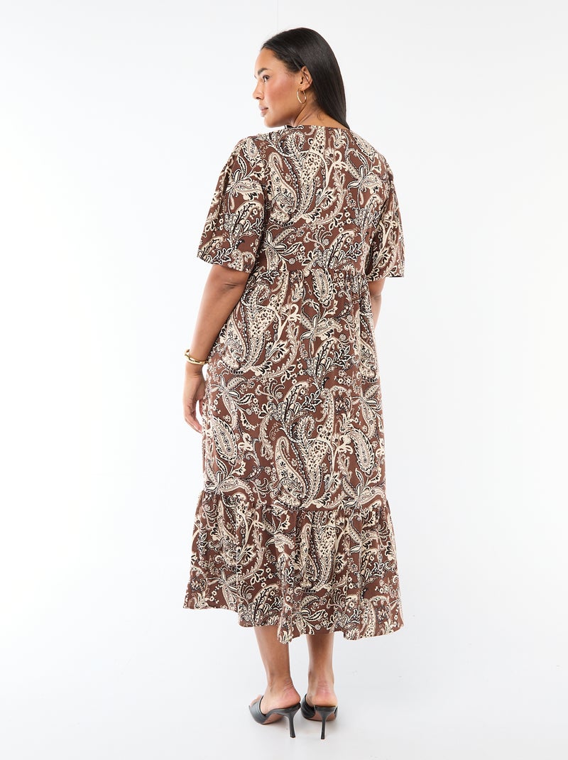 Robe fluide imprimée fantaisie Marron - Kiabi