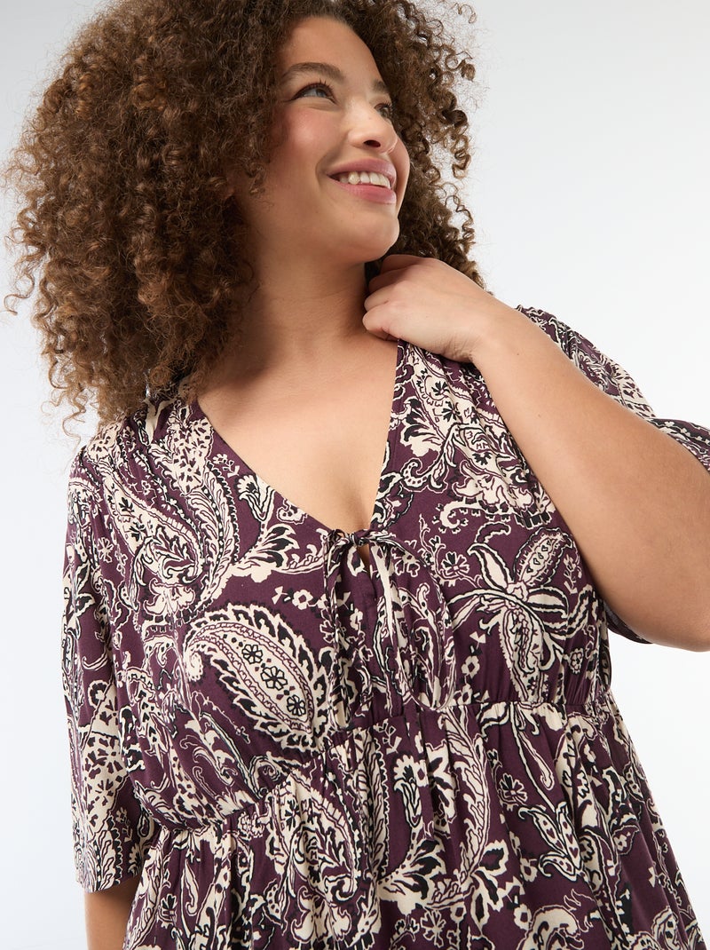 Robe fluide imprimée fantaisie Rose - Kiabi