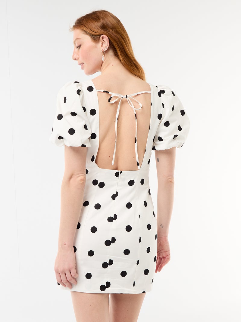 Robe forme ballon à manches courtes Blanc - Kiabi