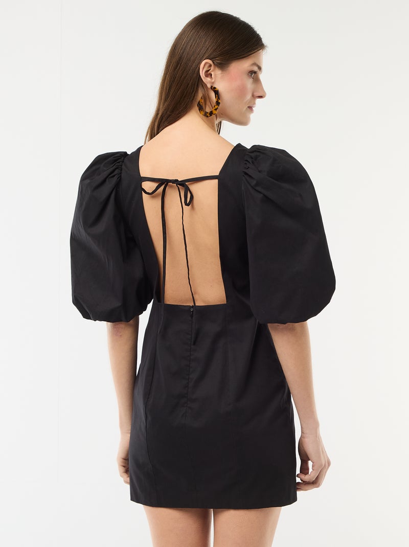 Robe forme ballon à manches courtes Noir - Kiabi