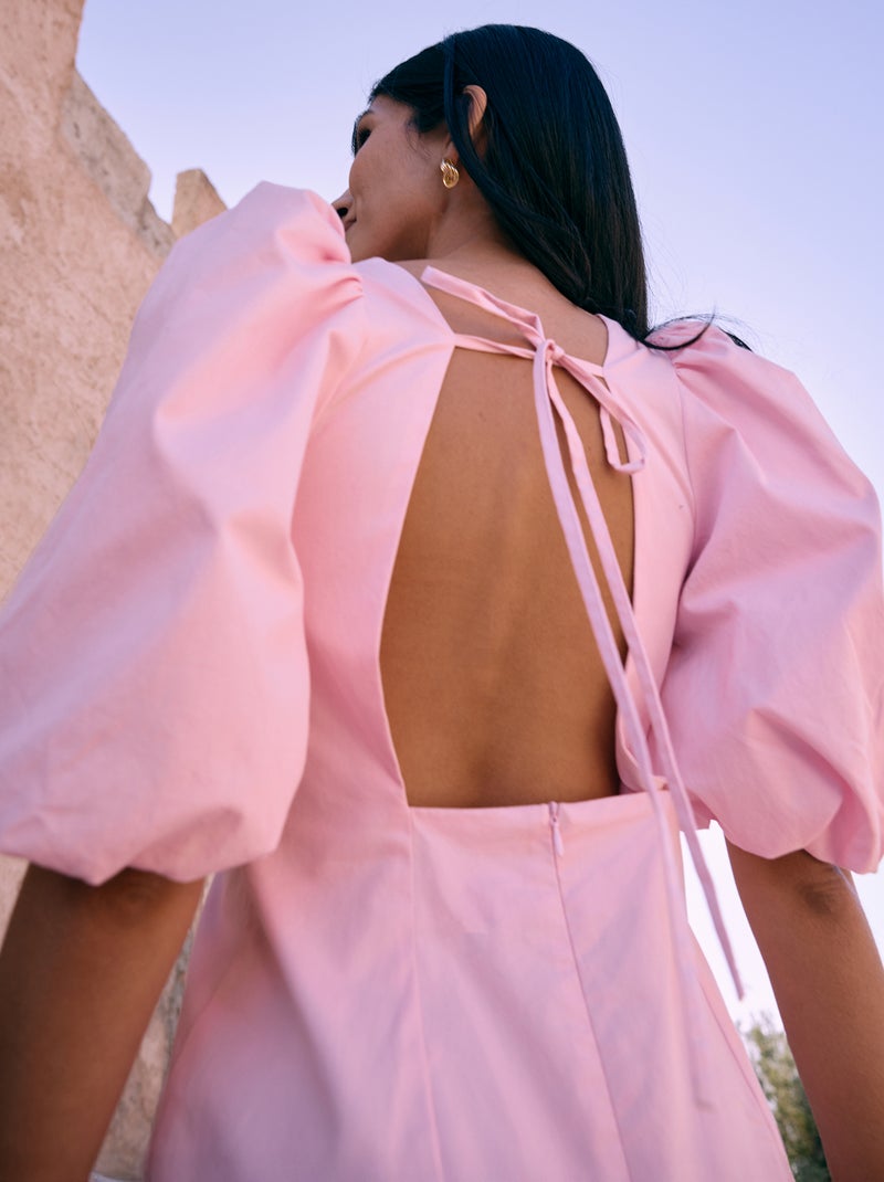 Robe forme ballon à manches courtes Rose - Kiabi