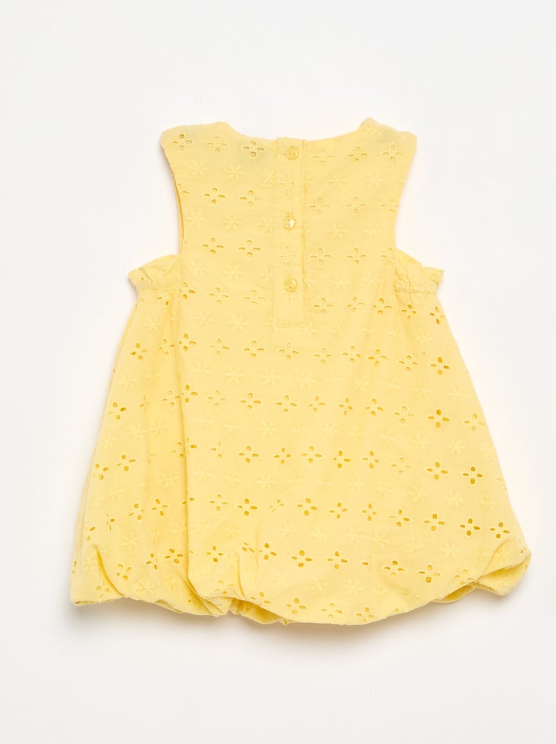 Robe forme boule avec broderies anglaises Jaune - Kiabi
