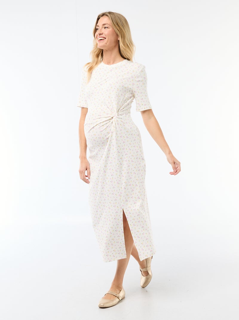 Robe grossesse torsadée devant Beige - Kiabi