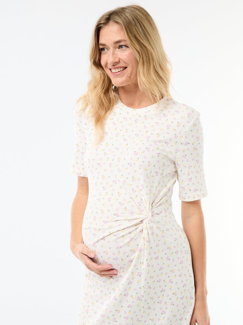 Robe grossesse torsadée devant Beige - Kiabi