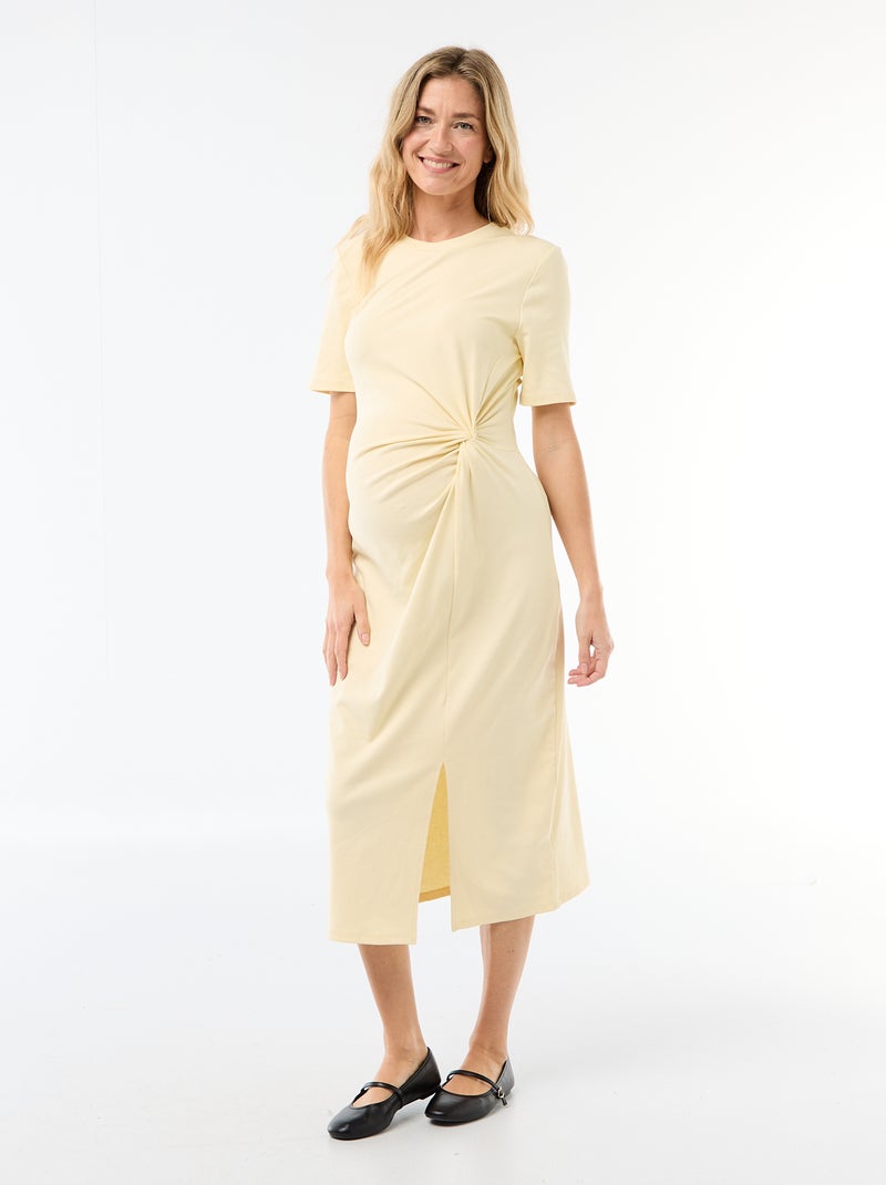 Robe grossesse torsadée devant Jaune - Kiabi