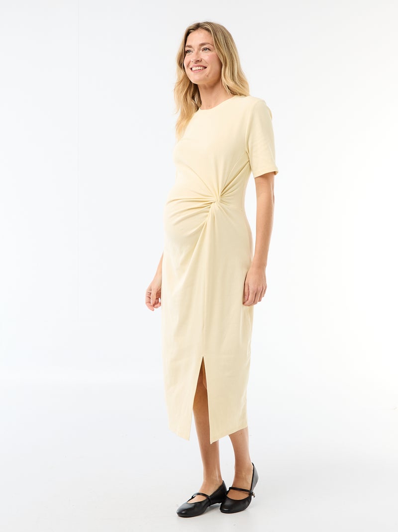 Robe grossesse torsadée devant Jaune - Kiabi