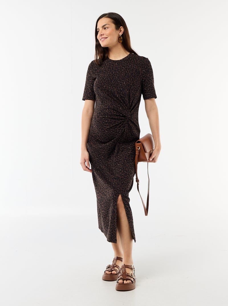 Robe grossesse torsadée devant Marron - Kiabi
