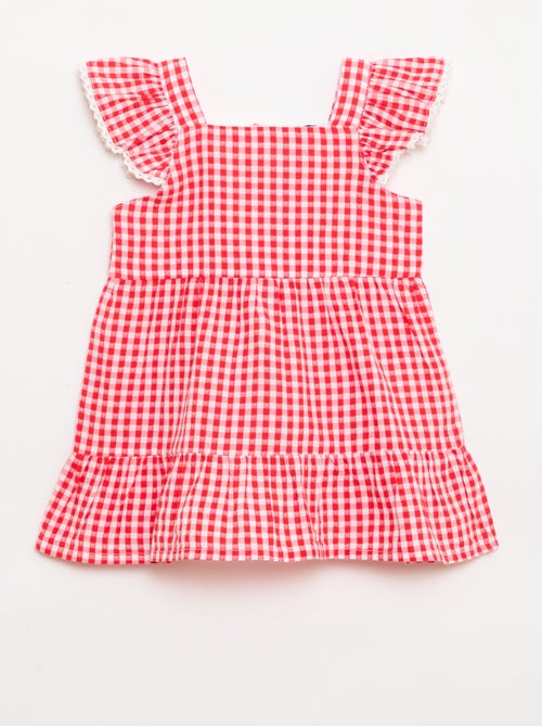 Robe imprimé vichy à étages - Kiabi