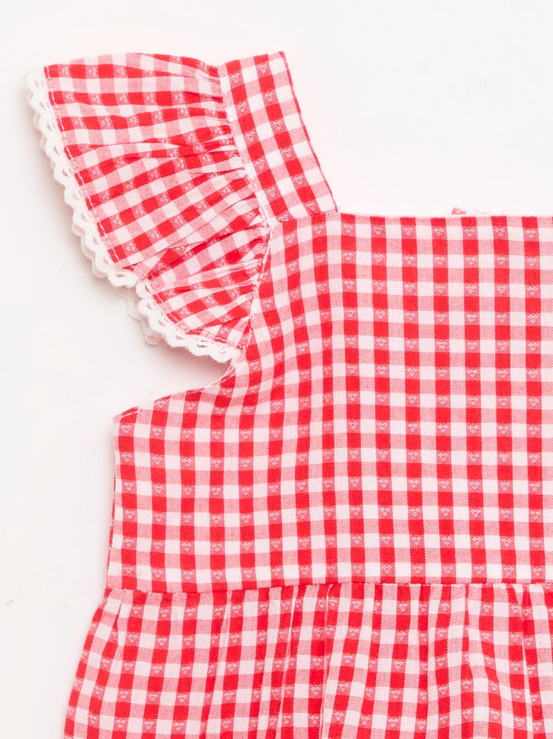 Robe imprimé vichy à étages Rouge - Kiabi