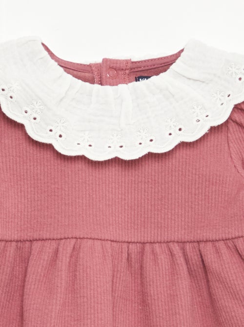 Robe interlock avec grand col gaze de coton - Kiabi