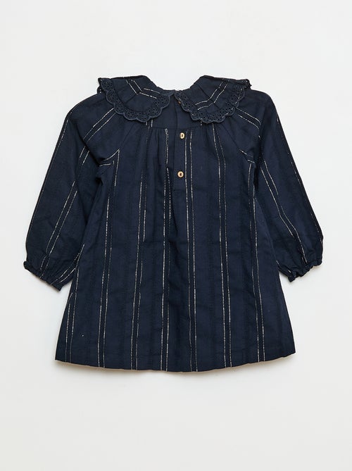 Robe légère avec fils brillants all over + col avec broderies - Kiabi