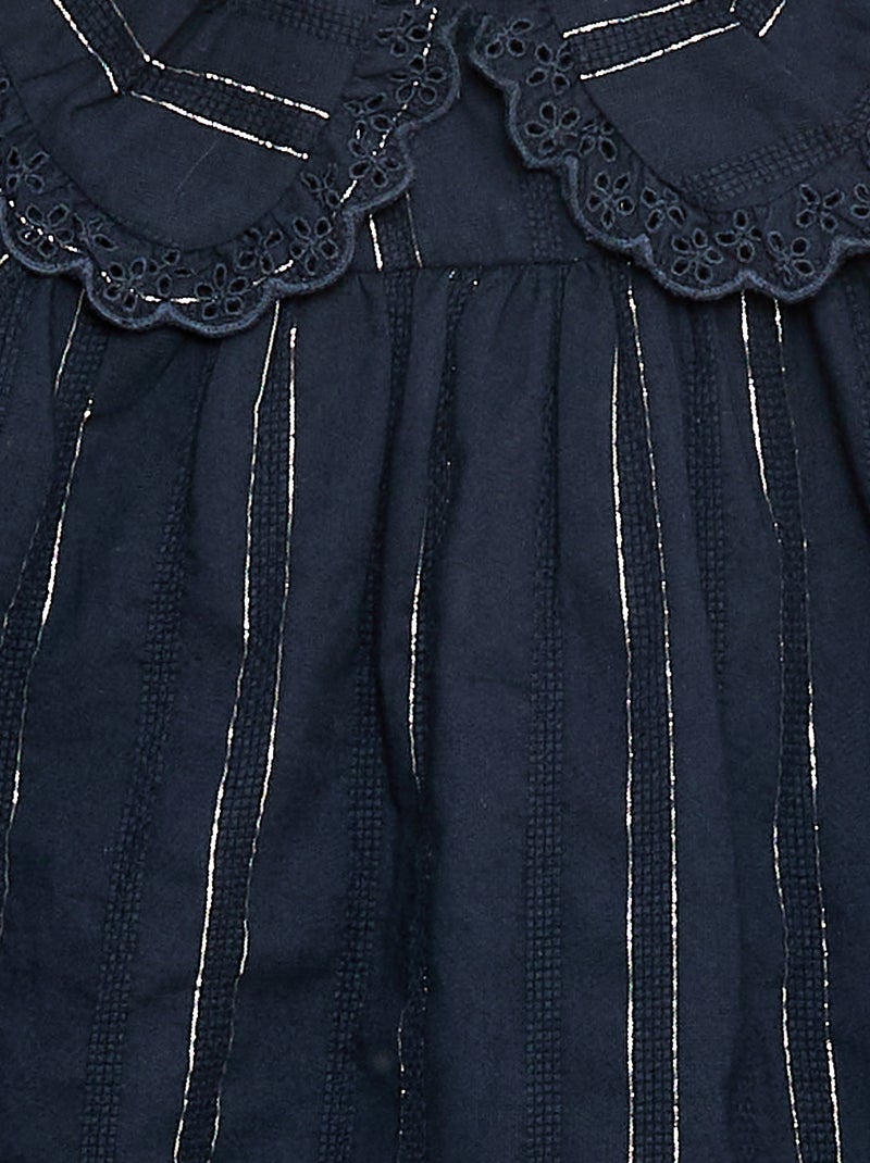 Robe légère avec fils brillants all over + col avec broderies Bleu - Kiabi