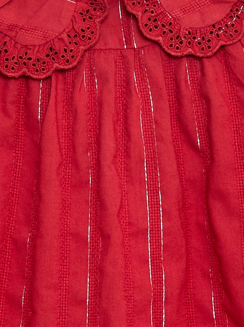 Robe légère avec fils brillants all over + col avec broderies Rouge - Kiabi