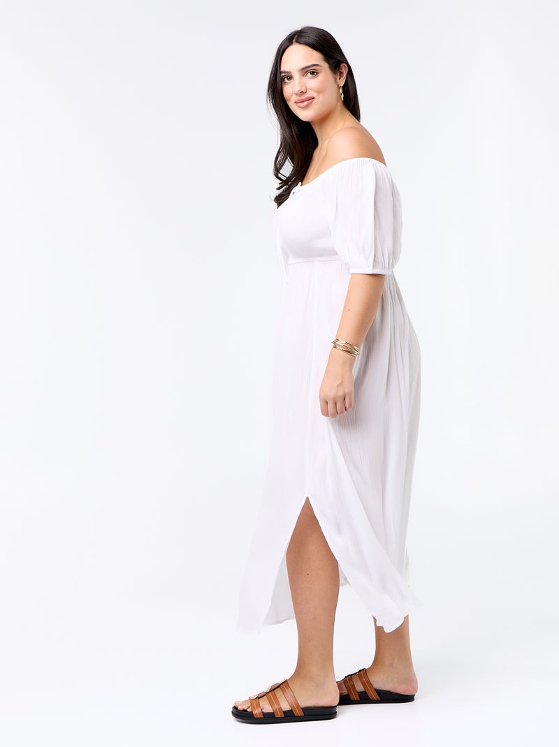 Robe longue à col rond décolleté Blanc - Kiabi