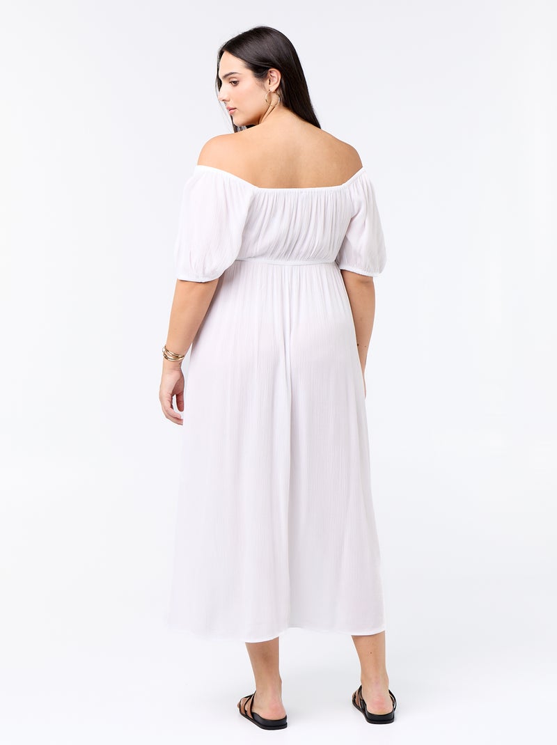 Robe longue à col rond décolleté Blanc - Kiabi