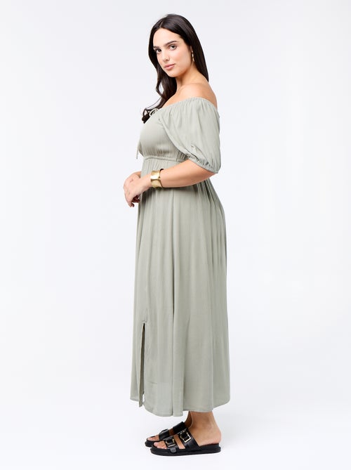 Robe longue à col rond décolleté - Kiabi