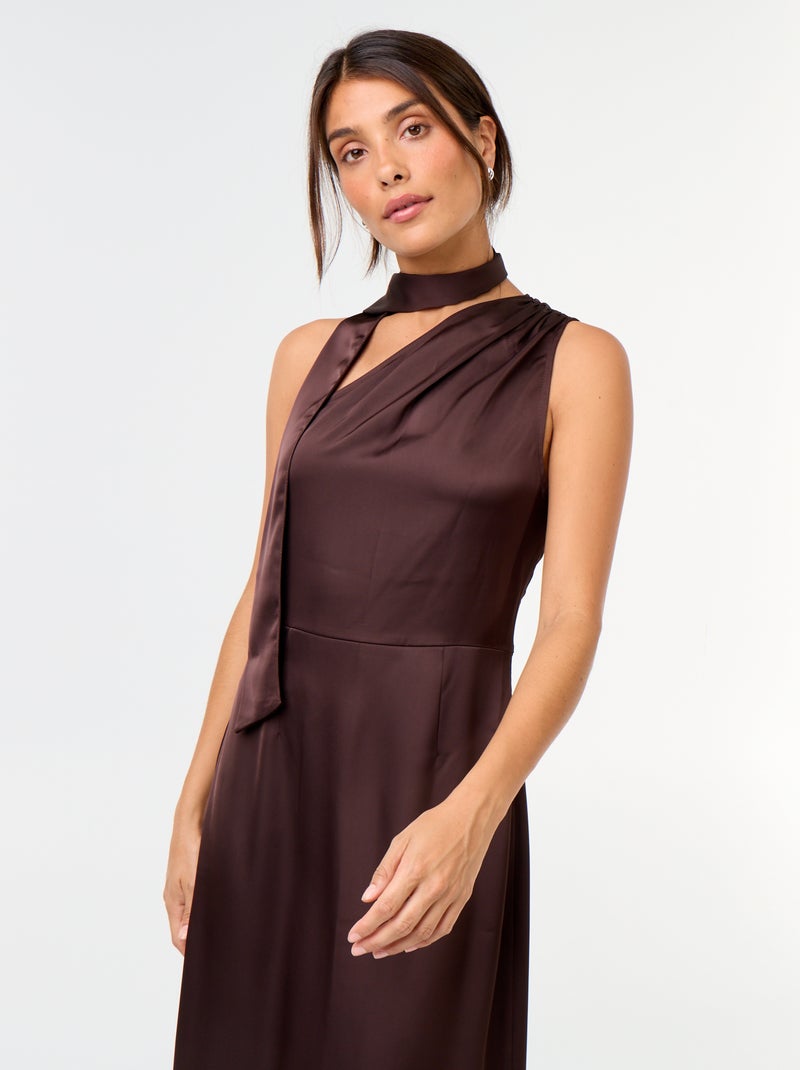 Robe longue à la coupe asymétrique Marron - Kiabi