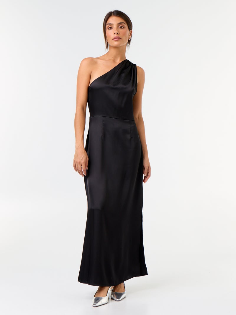 Robe longue à la coupe asymétrique Noir - Kiabi