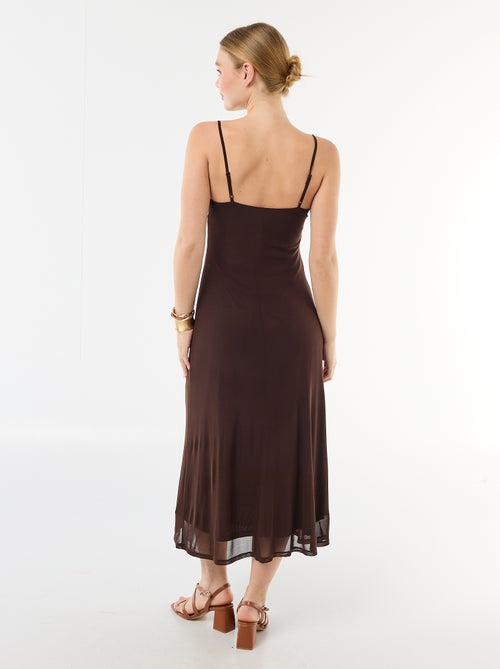 Robe longue à motif et fines bretelles - Kiabi