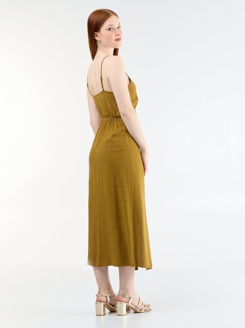 Robe longue avec fines bretelles ajustables Marron - Kiabi