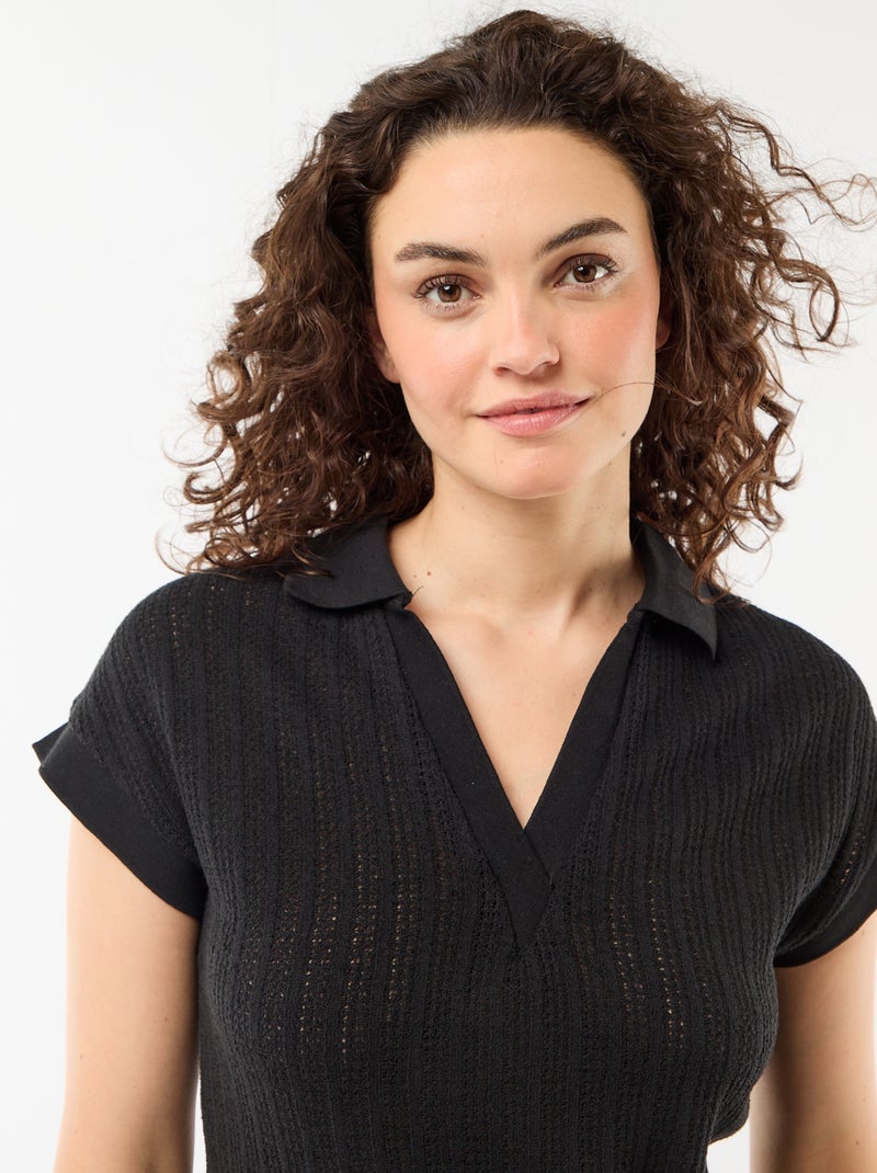 Robe longue col polo Noir - Kiabi