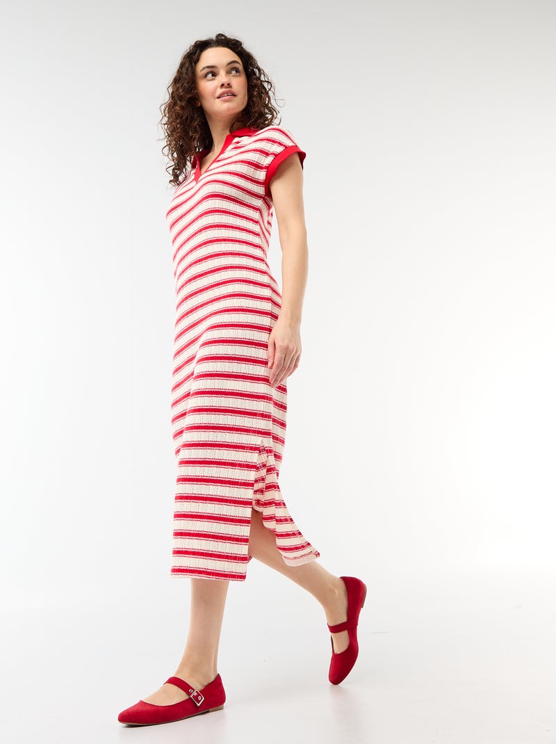 Robe longue col polo Rouge - Kiabi