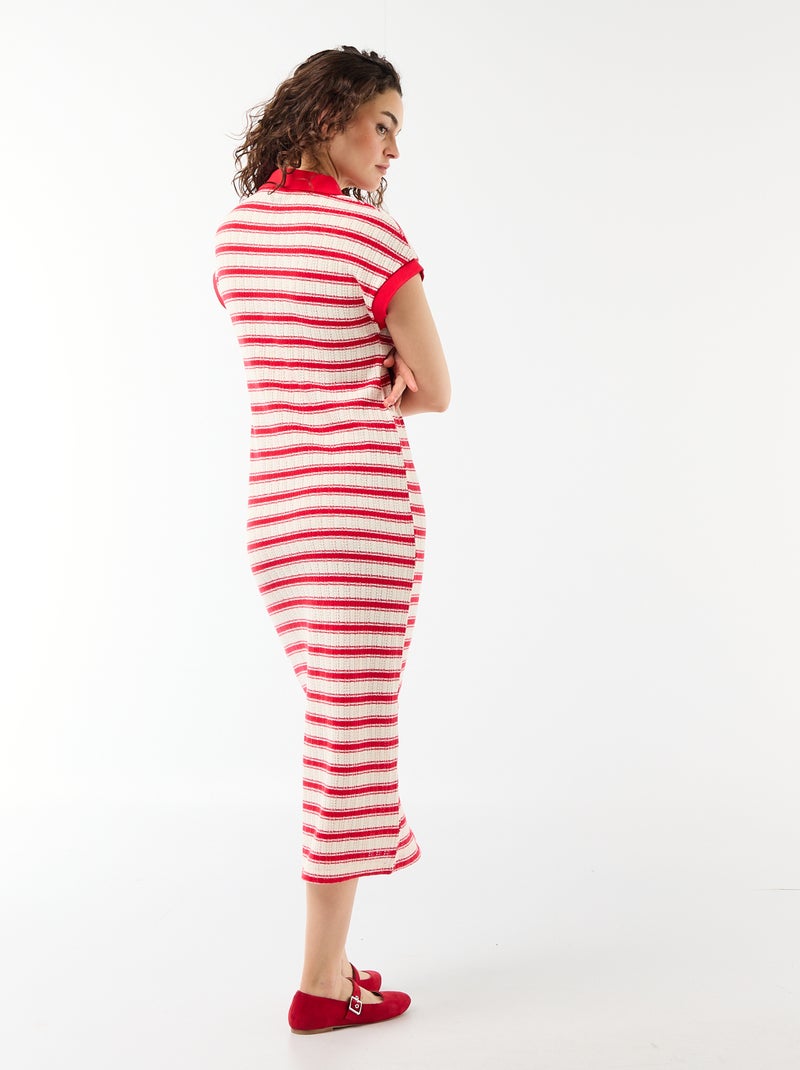 Robe longue col polo Rouge - Kiabi