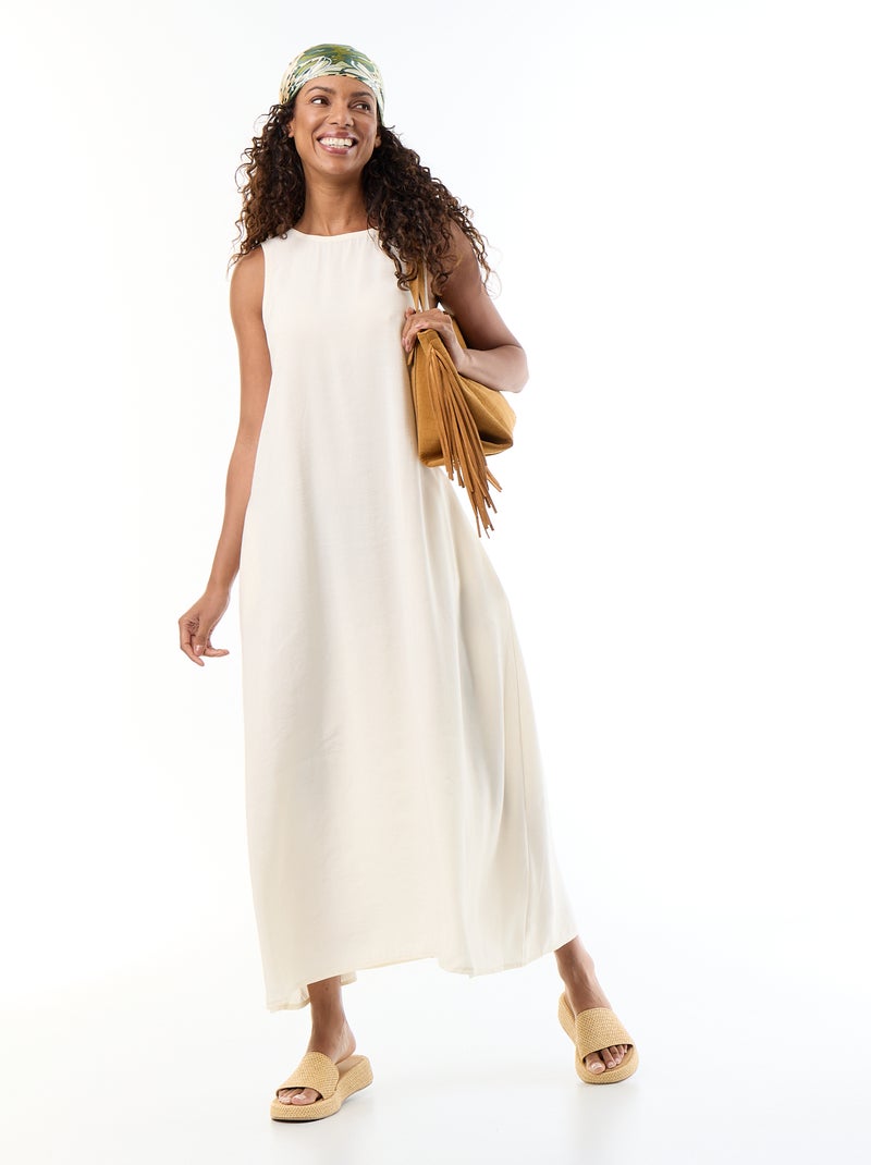 Robe longue coupe ample Blanc - Kiabi