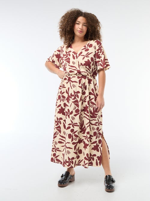 Robe longue coupe portefeuille - Kiabi