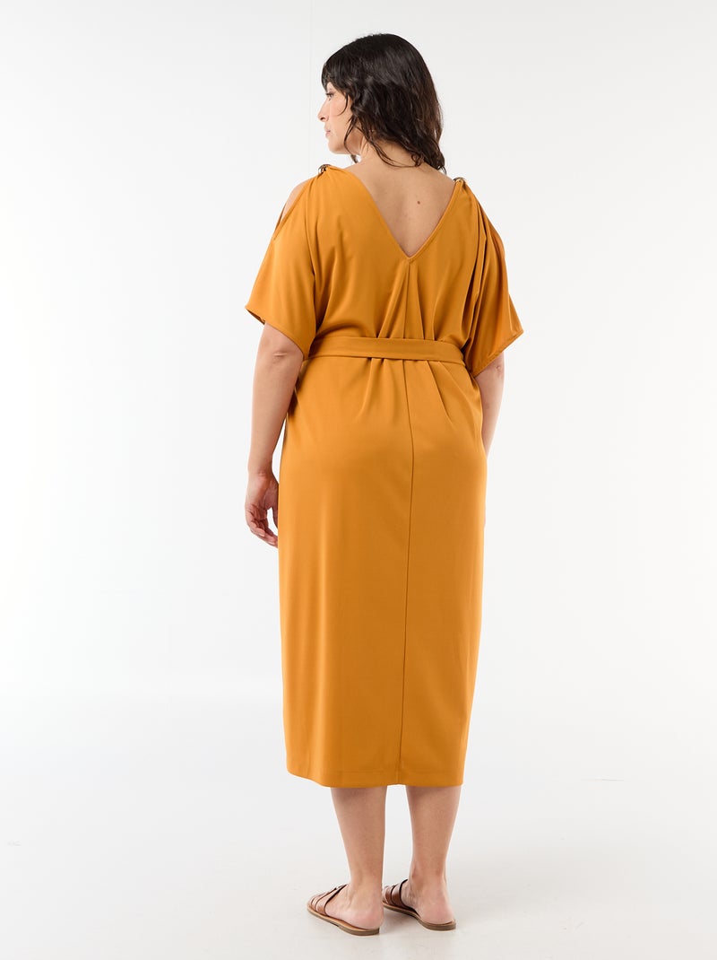 Robe longue de cérémonie à manches courtes Jaune - Kiabi