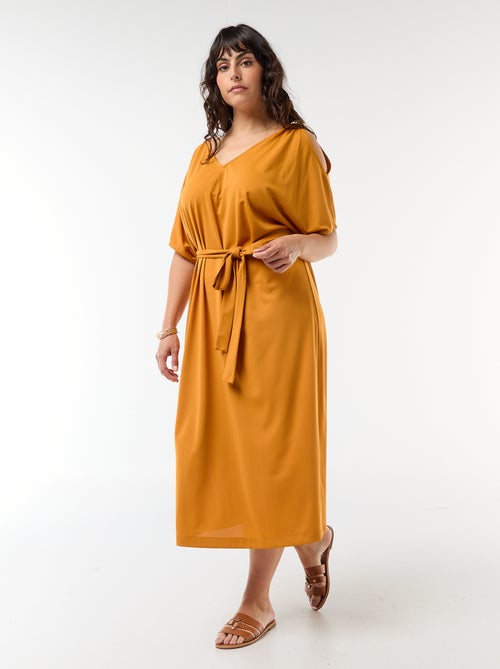 Robe longue de cérémonie à manches courtes - Kiabi