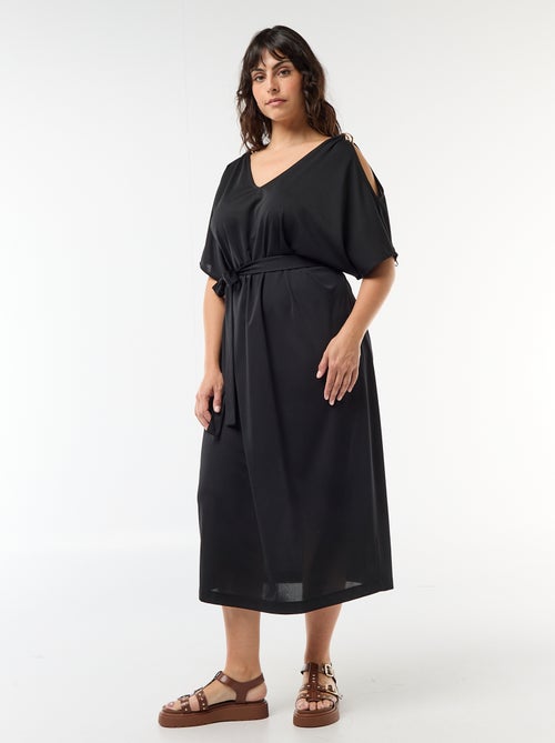 Robe longue de cérémonie à manches courtes - Kiabi