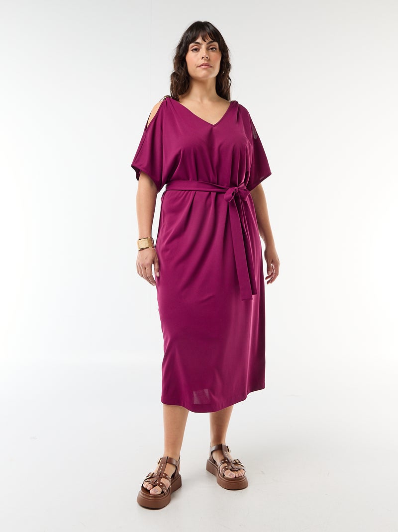 Robe longue de cérémonie à manches courtes Violet - Kiabi