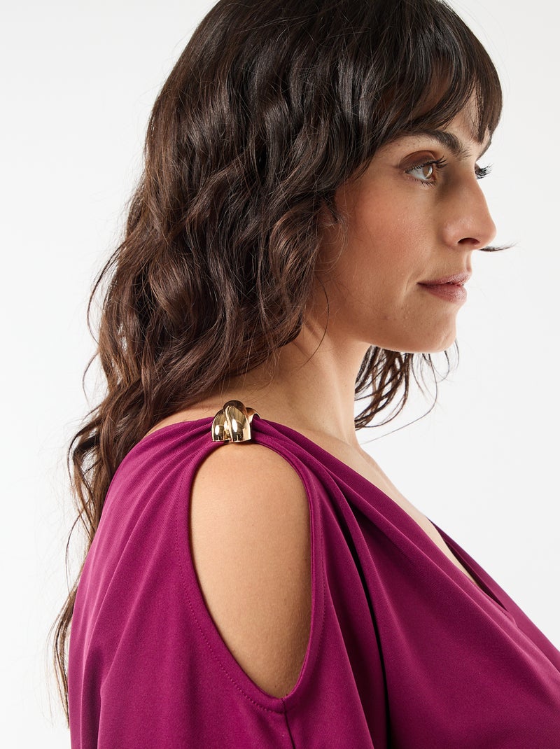 Robe longue de cérémonie à manches courtes Violet - Kiabi