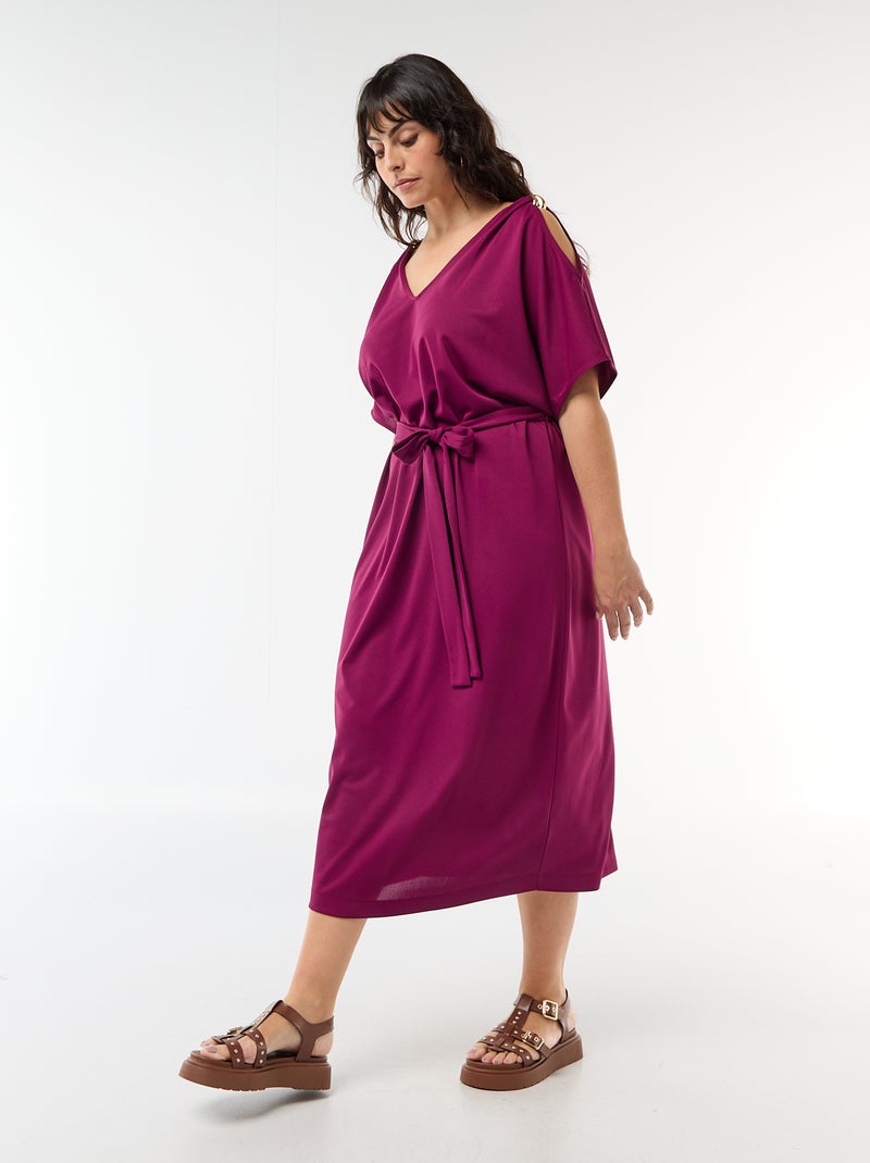Robe longue de cérémonie à manches courtes Violet - Kiabi