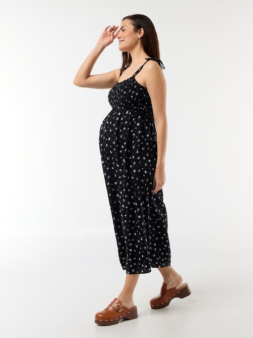Robe longue de maternité smockée - Kiabi