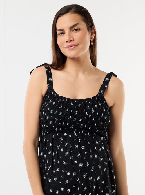 Robe longue de maternité smockée - Kiabi