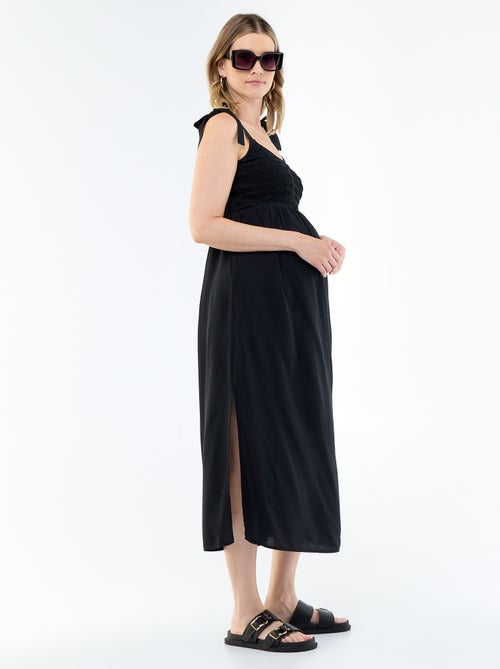 Robe longue de maternité smockée - Kiabi