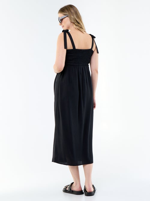 Robe longue de maternité smockée - Kiabi