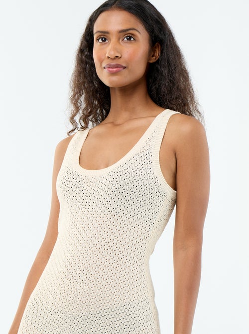 Robe longue de plage en maille crochet - Kiabi