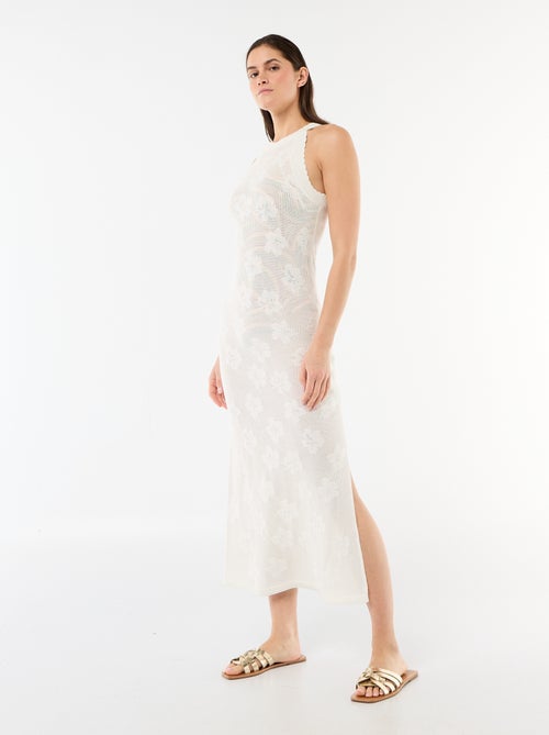 Robe longue de plage en maille crochet - Kiabi