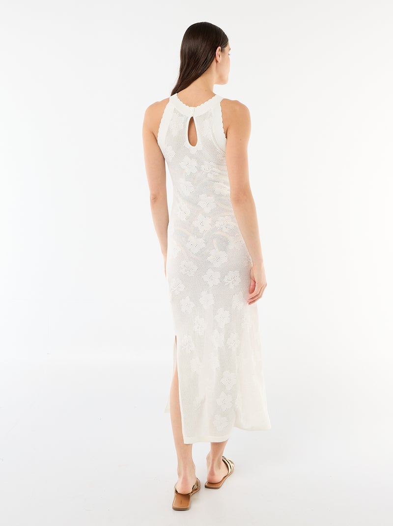 Robe longue de plage en maille crochet Blanc - Kiabi