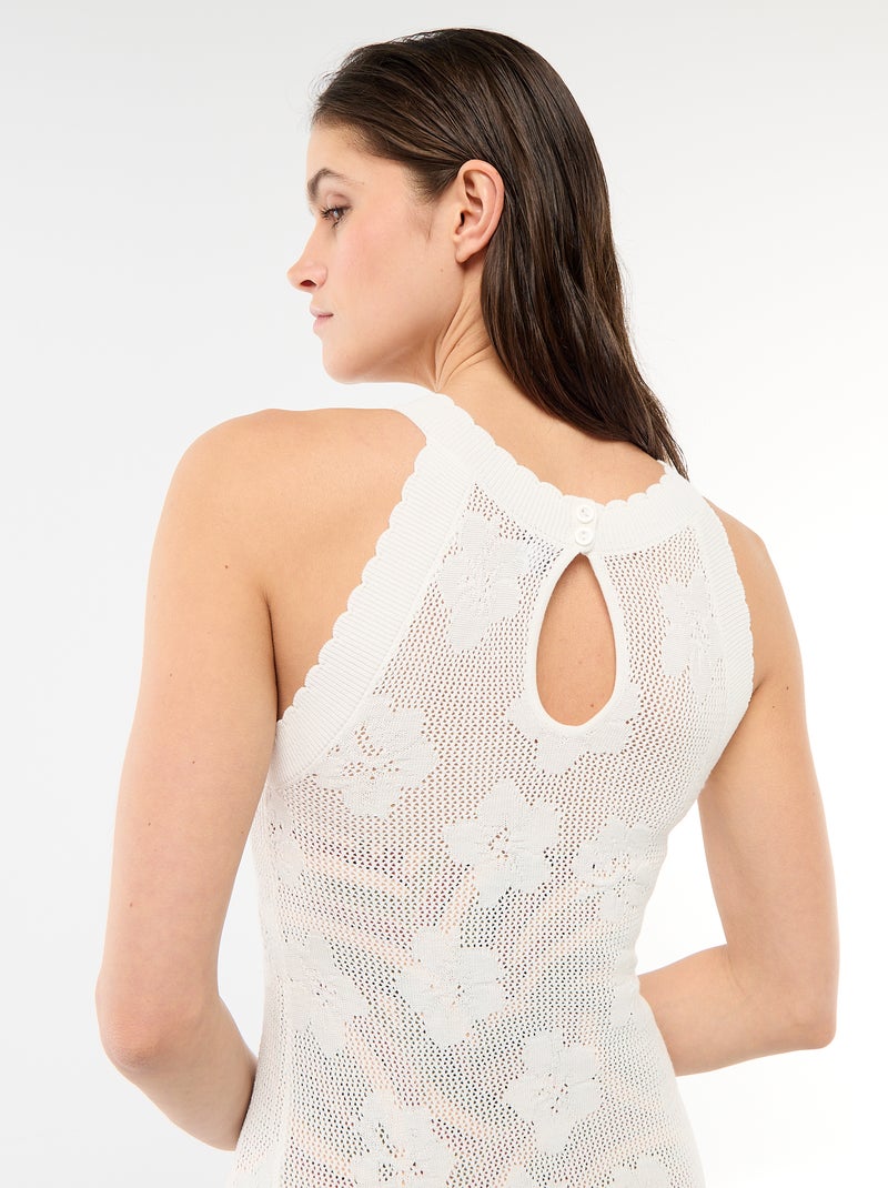 Robe longue de plage en maille crochet Blanc - Kiabi