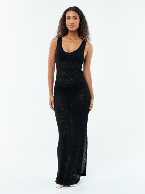 Robe longue de plage en maille crochet - Kiabi