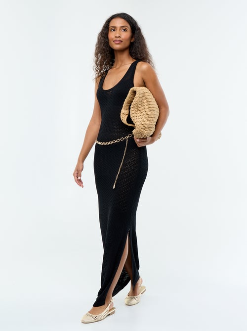 Robe longue de plage en maille crochet - Kiabi
