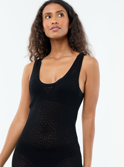 Robe longue de plage en maille crochet - Kiabi