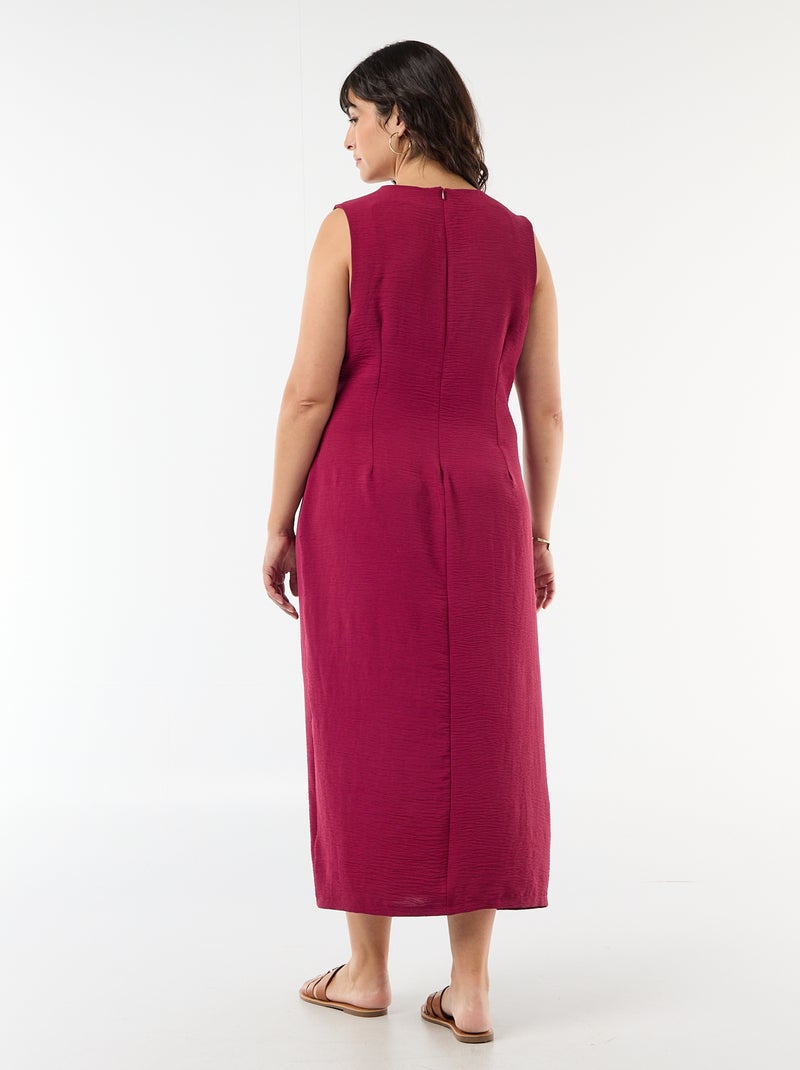 Robe longue drapée avec bijou fantaisie Rouge - Kiabi