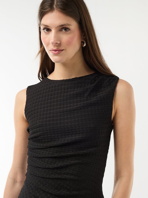 Robe longue drapée et gaufrée - Kiabi